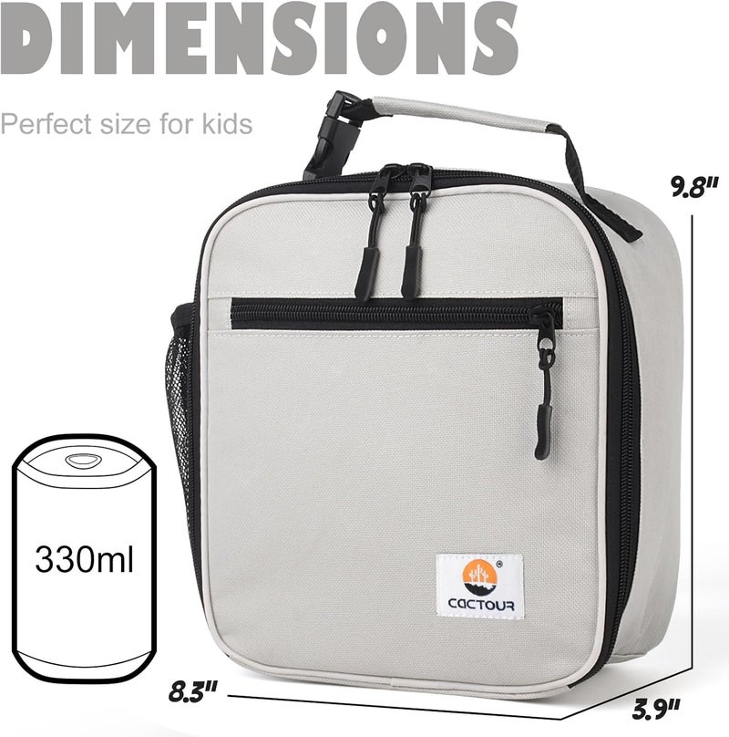 CaCTOUR Lunch Box Kids,Premium Insulated Lunch Bag for Girls Boys,Soft Bag Mini Cooler Back to School Thermal Reusable Lunch Bag for Work School Picnic (Gray) - Image 3